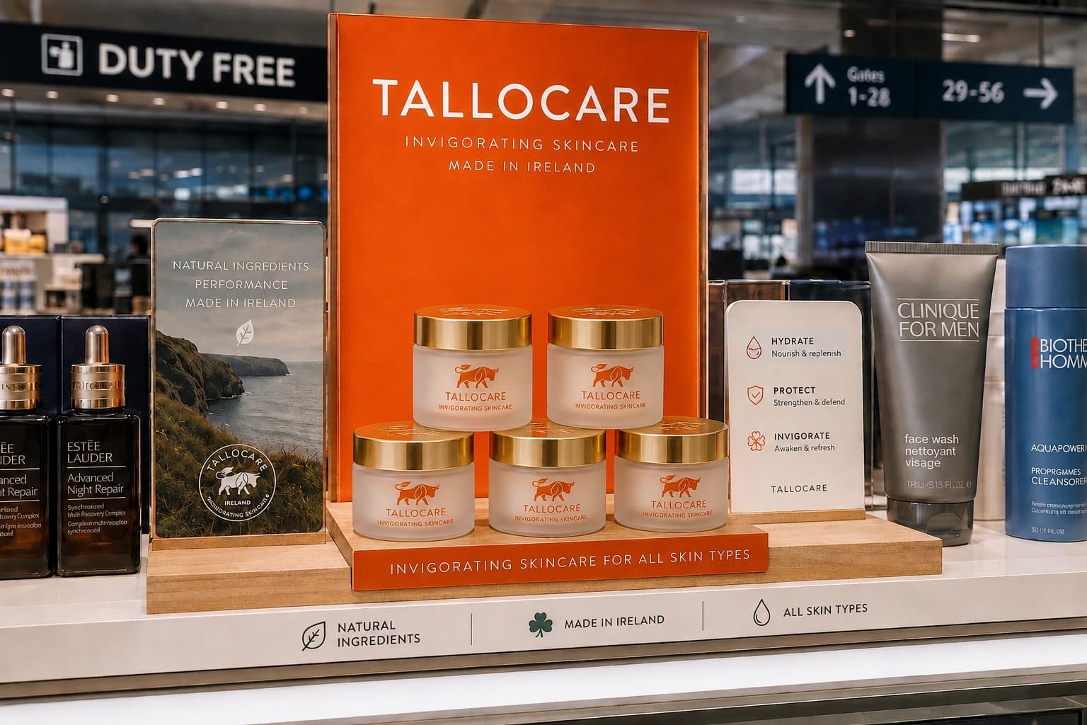 TalloCare orange retail bay in duty free